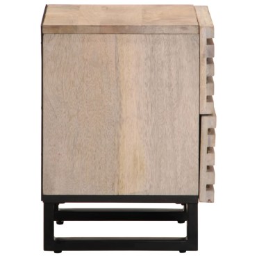 vidaXL Κομοδίνο 40x34x46cm από Μασίφ Ξεβαμμένο Ξύλο Μάνγκο 1 τεμ.