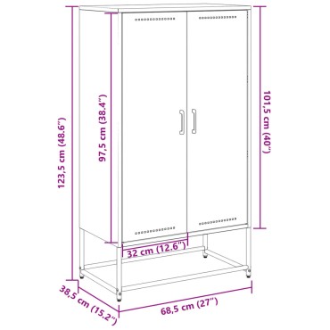 vidaXL Ντουλάπι Ροζ 68,5x38,5x123,5cm από Ατσάλι 1 τεμ.