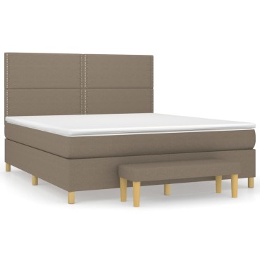 vidaXL Κρεβάτι Boxspring με Στρώμα Taupe 160x200 εκ. Υφασμάτινο