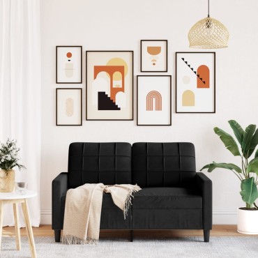 vidaXL Καναπές Διθέσιος Μαύρο Βελούδινος 137x77x80cm 1 τεμ.