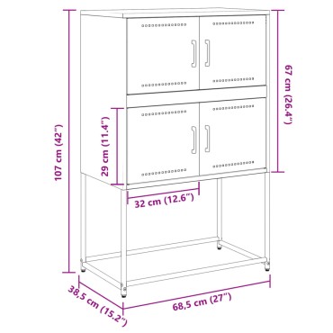 vidaXL Ψηλός Μπουφές Μαύρος 68,5x38,5x107cm Ατσάλινος 1 τεμ.