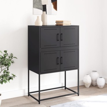 vidaXL Ψηλός Μπουφές Μαύρος 68,5x38,5x107cm Ατσάλινος 1 τεμ.