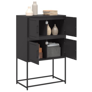 vidaXL Ψηλός Μπουφές Μαύρος 68,5x38,5x107cm Ατσάλινος 1 τεμ.