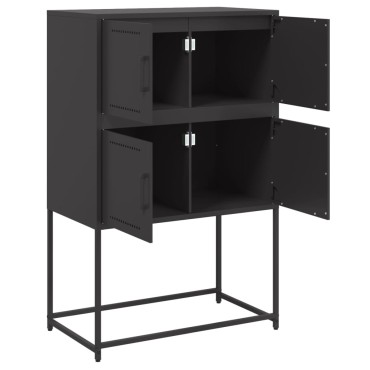 vidaXL Ψηλός Μπουφές Μαύρος 68,5x38,5x107cm Ατσάλινος 1 τεμ.