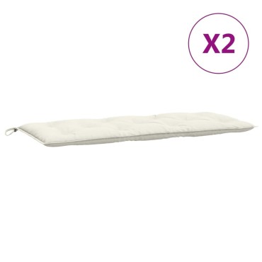 vidaXL Μαξιλάρια Πάγκου Κήπου 2 τεμ. Κρεμ Μελανζέ 120x50x7cm Ύφασμα