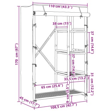 vidaXL Ντουλάπα 110x45x170cm Μπαμπού 1 τεμ.