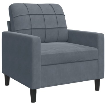 vidaXL Πολυθρόνα Σκούρο Γκρι Βελούδινη 77x77x80cm 1 τεμ. Γωνιακός