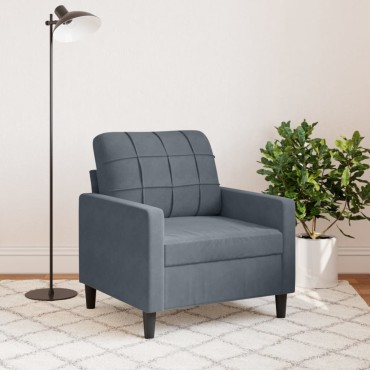 vidaXL Πολυθρόνα Σκούρο Γκρι Βελούδινη 77x77x80cm 1 τεμ. Γωνιακός