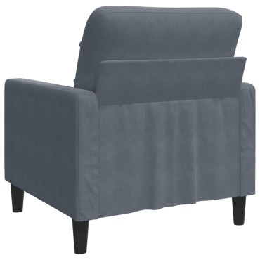 vidaXL Πολυθρόνα Σκούρο Γκρι Βελούδινη 77x77x80cm 1 τεμ. Γωνιακός