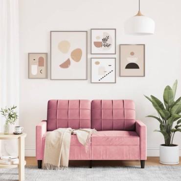 vidaXL Καναπές Διθέσιος Ροζ Βελούδινος 137x77x80cm 1 τεμ.