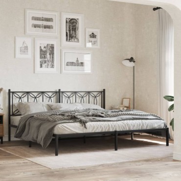 vidaXL Κεφαλάρι Μαύρο Μεταλλικό 198x3x90cm 1 τεμ.