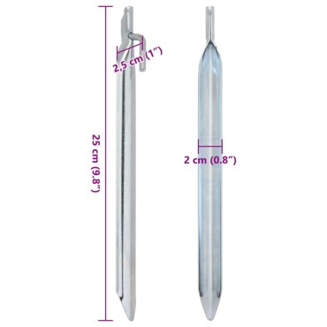 vidaXL Πασσαλάκια Σκηνής Σχήμα V 24 τεμ. 25 εκ. Ø20 χιλ. Γαλβ. Ατσάλι