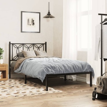 vidaXL Κεφαλάρι Μαύρο Μεταλλικό 112x3x90cm 1 τεμ.