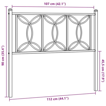 vidaXL Κεφαλάρι Μαύρο Μεταλλικό 112x3x90cm 1 τεμ.