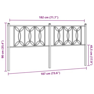 vidaXL Κεφαλάρι Μαύρο Μεταλλικό 187x3x90cm 1 τεμ.