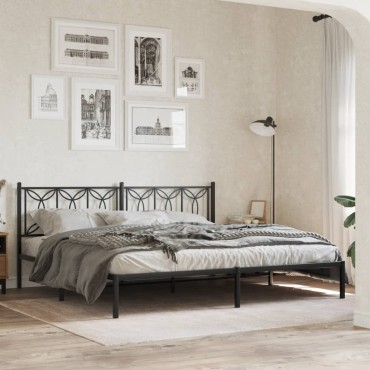 vidaXL Κεφαλάρι Μαύρο Μεταλλικό 206x3x90cm 1 τεμ.