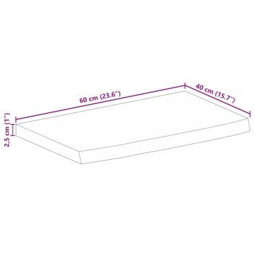 vidaXL Επιφάνεια Τραπεζιού 60x40x2,5cm Live Edge Μασίφ Ξύλο Μάνγκο 1 τεμ.