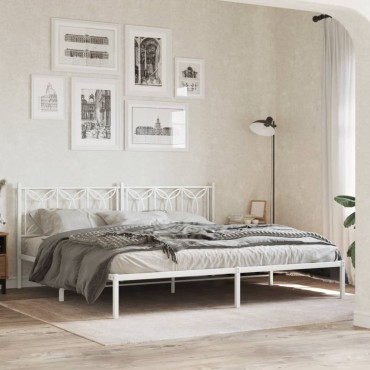 vidaXL Κεφαλάρι Λευκό Μεταλλικό 206x3x90cm 1 τεμ.