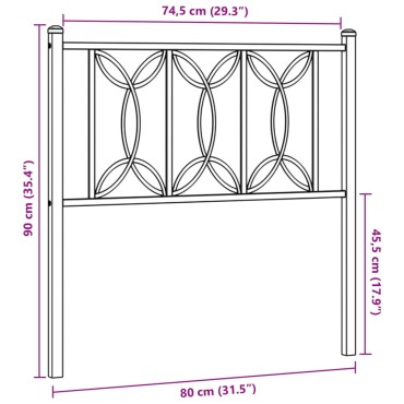 vidaXL Κεφαλάρι Μαύρο Μεταλλικό 80x3x90cm 1 τεμ.