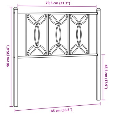 vidaXL Κεφαλάρι Λευκό Μεταλλικό 85x3x90cm 1 τεμ.