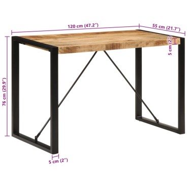 vidaXL Τραπεζαρία 120x55x76cm από Μασίφ Ακατέργαστο Ξύλο Μάνγκο 1 τεμ.
