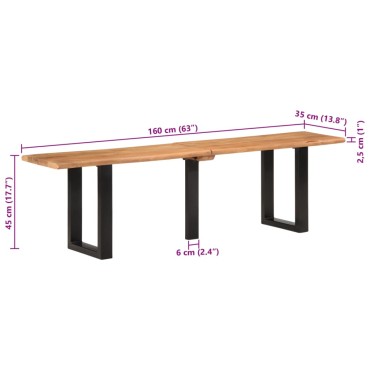 vidaXL Πάγκος από Μασίφ Ξύλο Ακακίας / Ατσάλι 160x35x45cm 1 τεμ.