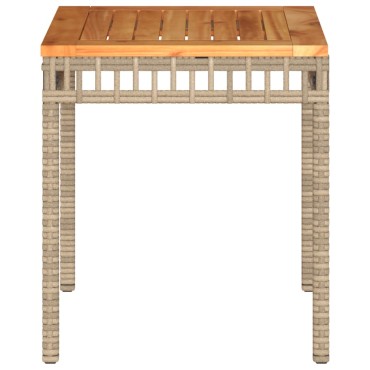 vidaXL Τραπέζι Κήπου Μπεζ 38x38x42cm Συνθετικό Ρατάν & Ξύλο Ακακίας 1 τεμ.