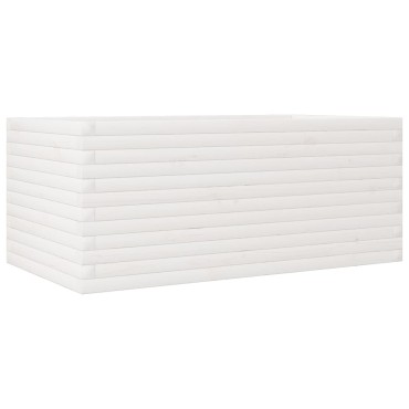 vidaXL Ζαρντινιέρα Κήπου Λευκή 110x60x46 εκ. από Μασίφ Ξύλο Πεύκου
