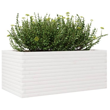 vidaXL Ζαρντινιέρα Κήπου Λευκή 110x60x46 εκ. από Μασίφ Ξύλο Πεύκου