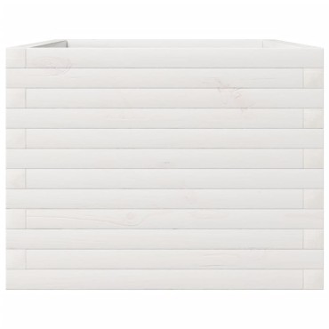 vidaXL Ζαρντινιέρα Κήπου Λευκή 110x60x46 εκ. από Μασίφ Ξύλο Πεύκου