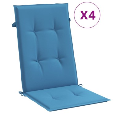 vidaXL Μαξιλάρια Καρέκλας με Πλάτη 4 τεμ. Μπλε 120x50x4 εκ. Ύφασμα
