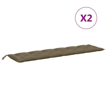 vidaXL Μαξιλάρια Πάγκου Κήπου 2 τεμ. Taupe Μελανζέ 200x50x7cm Ύφ.
