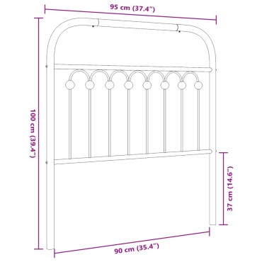 vidaXL Κεφαλάρι Λευκό Μεταλλικό 95x3x100cm 1 τεμ.