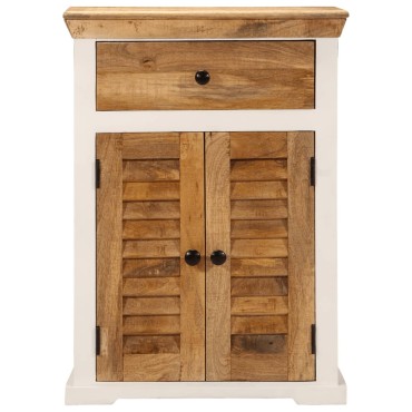 vidaXL Ντουλάπι Λευκό και Καφέ 55x30x73cm Μασίφ Ακατεργ. Ξύλο Μάνγκο 1 τεμ.