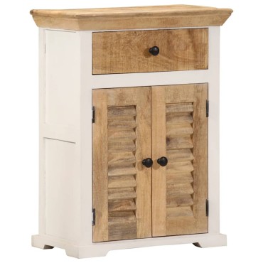 vidaXL Ντουλάπι Λευκό και Καφέ 55x30x73cm Μασίφ Ακατεργ. Ξύλο Μάνγκο 1 τεμ.