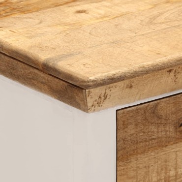 vidaXL Ντουλάπι Λευκό και Καφέ 55x30x73cm Μασίφ Ακατεργ. Ξύλο Μάνγκο 1 τεμ.