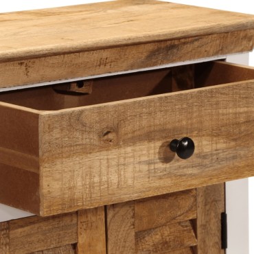 vidaXL Ντουλάπι Λευκό και Καφέ 55x30x73cm Μασίφ Ακατεργ. Ξύλο Μάνγκο 1 τεμ.