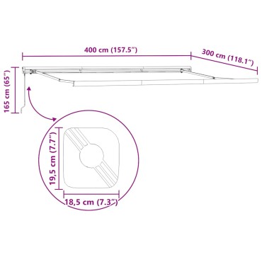 vidaXL Τέντα Πτυσσόμενη Χειροκίνητη Μπορντό 400x300 εκ.