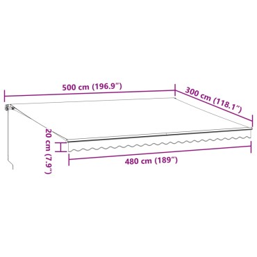 vidaXL Τέντα Πτυσσόμενη Χειροκίνητη με LED Μπορντό 500x300 εκ.