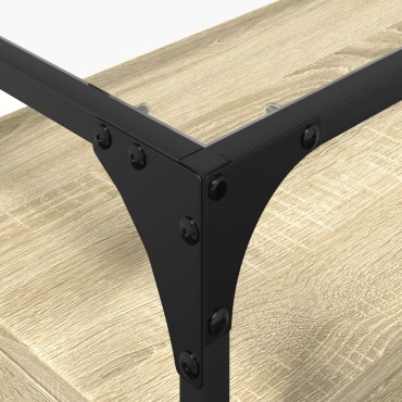 vidaXL Έπιπλο Τηλεόρασης Γυάλ Επιφάνεια Sonoma Δρυς 98x35x51cm Επ Ξύλο