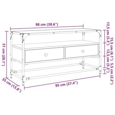 vidaXL Έπιπλο Τηλεόρασης Γυάλ Επιφάνεια Sonoma Δρυς 98x35x51cm Επ Ξύλο