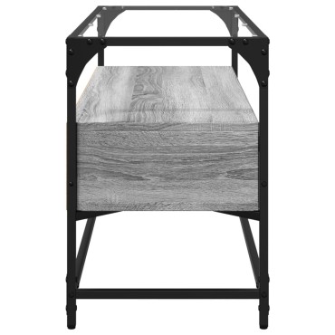 vidaXL Έπιπλο Τηλεόρασης Γυάλ Επιφάνεια Γκρι Sonoma 98x35x51cm Επ Ξύλο