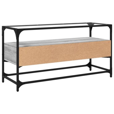 vidaXL Έπιπλο Τηλεόρασης Γυάλ Επιφάνεια Γκρι Sonoma 98x35x51cm Επ Ξύλο