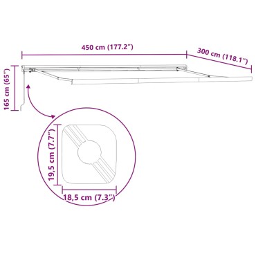 vidaXL Τέντα Πτυσσόμενη Χειροκίνητη Μπορντό 450x300 εκ.