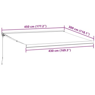 vidaXL Τέντα Πτυσσόμενη Χειροκίνητη Μπορντό 450x300 εκ.