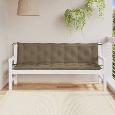 vidaXL Μαξιλάρια Πάγκου Κήπου 2 τεμ. Taupe Μελανζέ 180x50x7cm Ύφ.