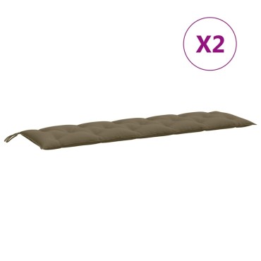 vidaXL Μαξιλάρια Πάγκου Κήπου 2 τεμ. Taupe Μελανζέ 180x50x7cm Ύφ.