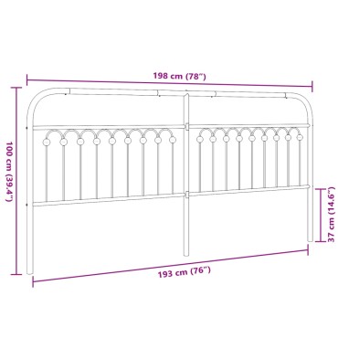 vidaXL Κεφαλάρι Λευκό Μεταλλικό 198x3x100cm 1 τεμ.