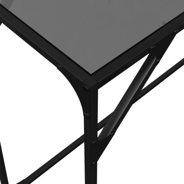 vidaXL Τραπέζι Κονσόλα Επιφάνεια Μαύρο Γυαλί 98x35x81cm Ατσάλι