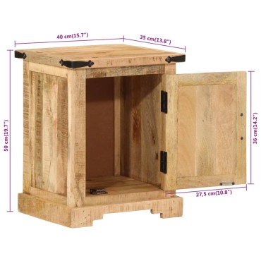vidaXL Κομοδίνο 40x35x50cm από Μασίφ Ξύλο Μάνγκο 1 τεμ.
